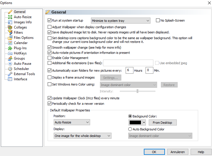 screendump options